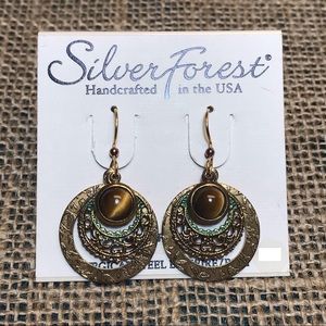 Silver Forest Tiger Eye Earrings